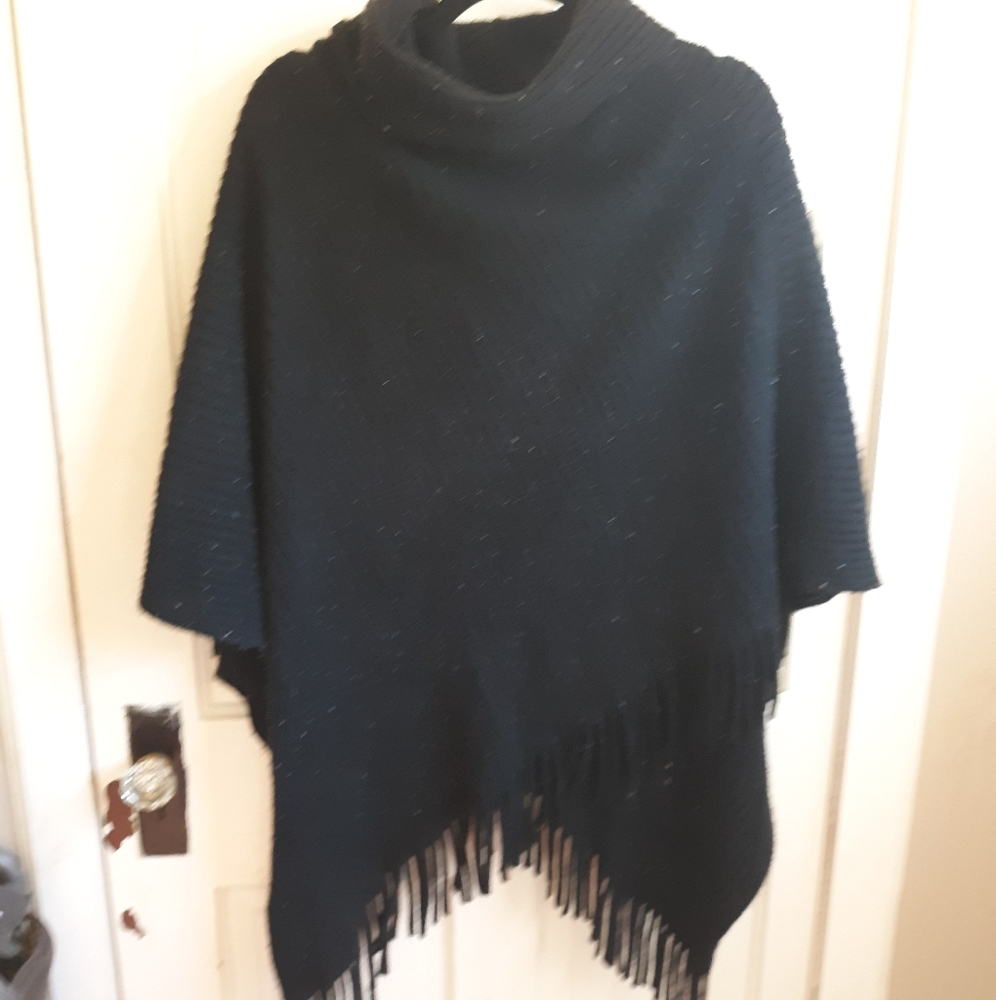 Black Fringe Poncho